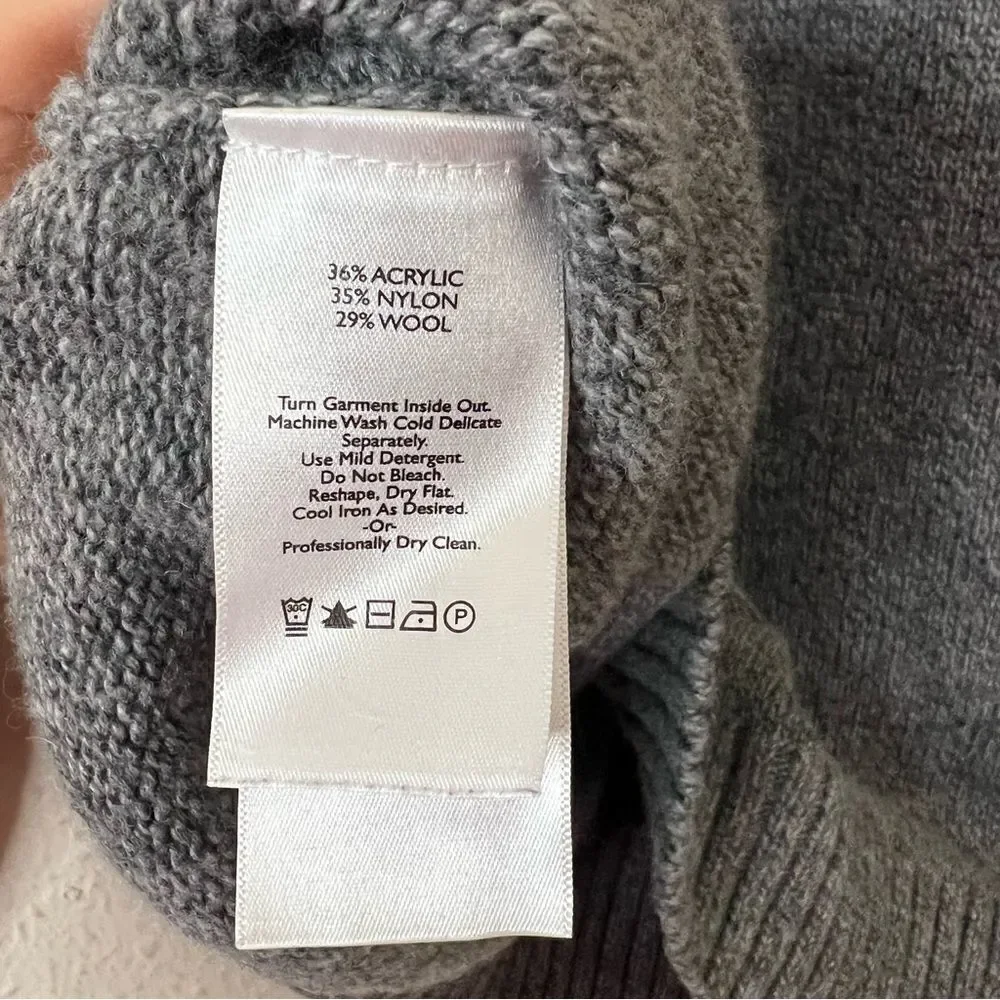 Eddie Bauer Fair Isle Wool Blend Crew Neck Sweater Size XL in Gray - Picture 7 of 8